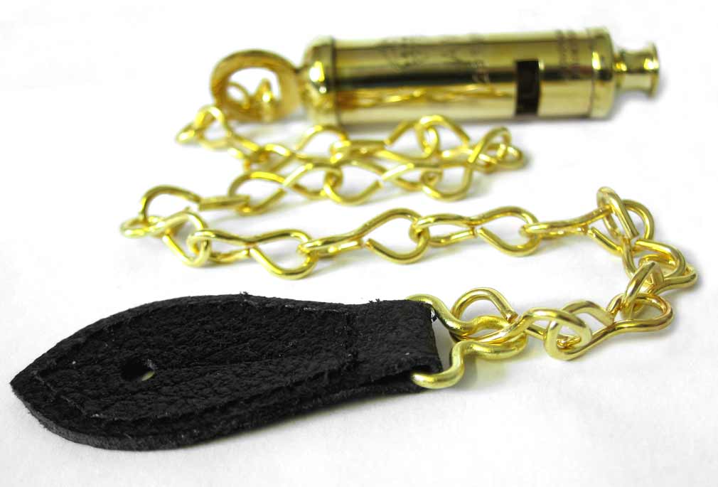 WW2 Whistle Chain - Solid Brass & Leather