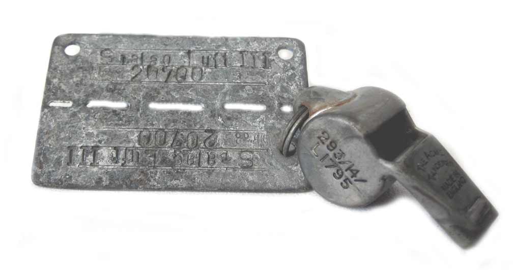WW2 German Issued POW Identification Dog Tags. Perfect accessory for your WW2 23/230 USAAF/RAF Whistle.